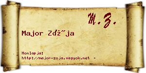 Major Zója névjegykártya
