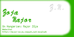 zoja major business card